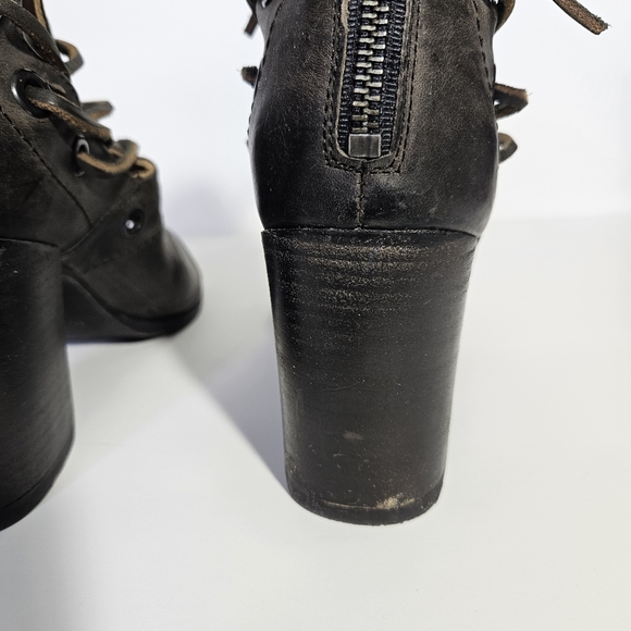 Baske California Brown Leather Fury Open Toe Booties - Picture 3 of 12